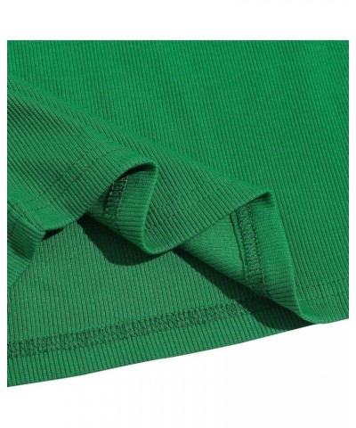 Women's Graphic Print Sleeveless Ribbed Cropped Tank Slim Fit Crop Top Green $9.51 Tanks