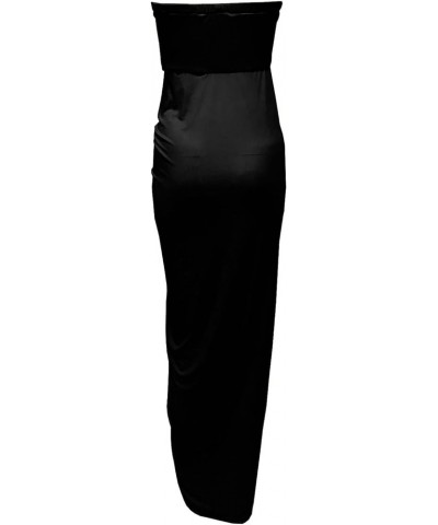 Tube Top Bodycon Long Dress for Women Sexy Elegant Tummy Control Ruched Solid Split Maxi Dress Party Evening Gowns Black 4 $9...