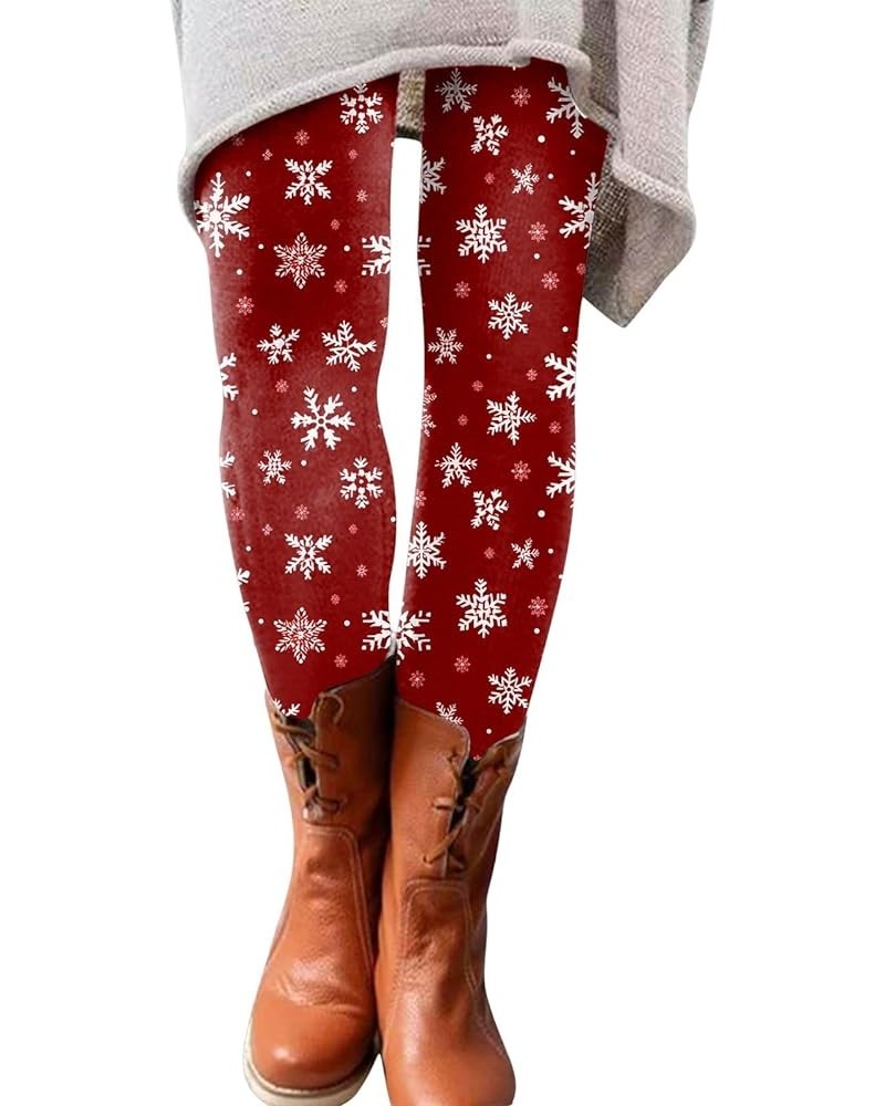 Women's Christmas Leggings High Waisted Winter Workout Pants Tummy Control Santa Claus Print Gym Legging Tights 3-watermelon ...