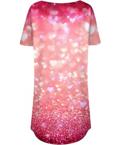 Short Sleeve Tunic Tops for Women,Trendy Crew Neck Glitter Tops Casual Sequin Print Loose Womens Summer Tops Y-hot Pink $11.9...