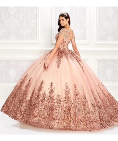 Women's Embroidery Princess Quinceanera Dresses with Wrap Lace Floral Applique Beads Ball Gown Sweet 16 Dresses Fuchsin $90.8...