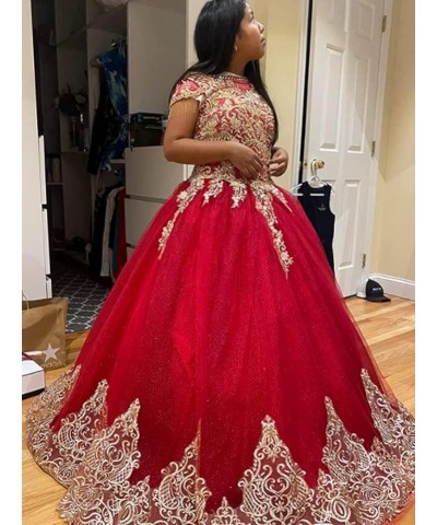Women's Embroidery Princess Quinceanera Dresses with Wrap Lace Floral Applique Beads Ball Gown Sweet 16 Dresses Fuchsin $90.8...