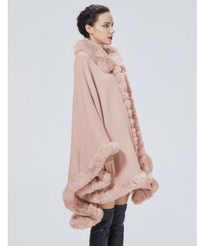 Poncho Shawl Wrap Winter Faux Fur Cape Cloak Coat with Faux Fur Trim Sleeveless Cardigan for Party Pink $20.70 Coats
