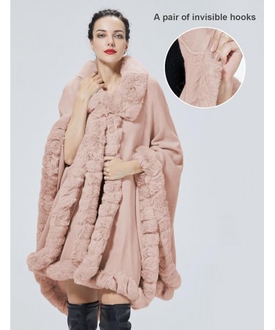 Poncho Shawl Wrap Winter Faux Fur Cape Cloak Coat with Faux Fur Trim Sleeveless Cardigan for Party Pink $20.70 Coats
