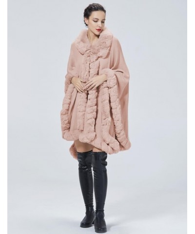 Poncho Shawl Wrap Winter Faux Fur Cape Cloak Coat with Faux Fur Trim Sleeveless Cardigan for Party Pink $20.70 Coats