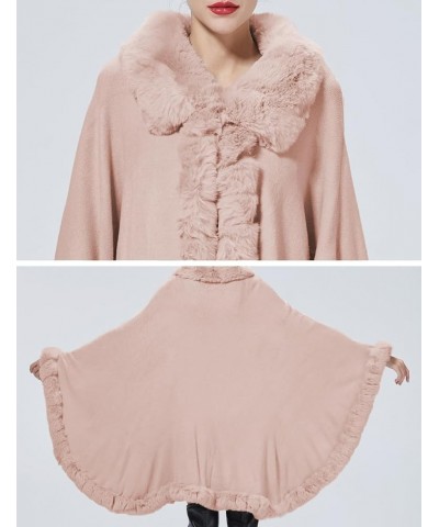 Poncho Shawl Wrap Winter Faux Fur Cape Cloak Coat with Faux Fur Trim Sleeveless Cardigan for Party Pink $20.70 Coats