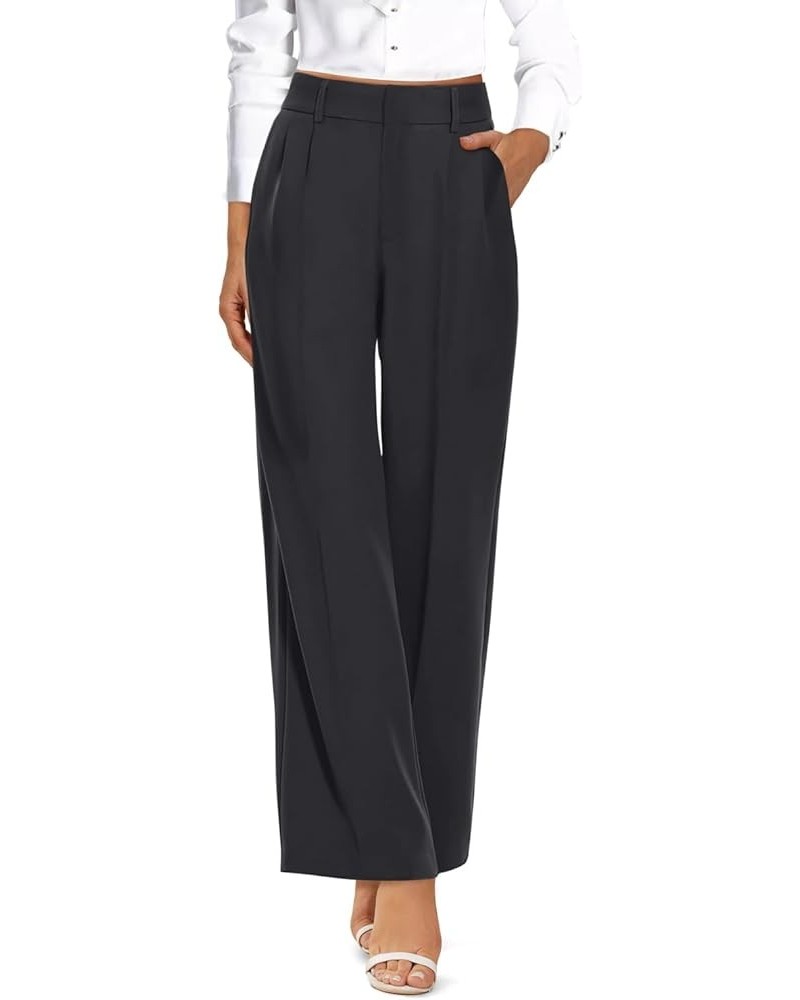 Women Pants Work Business Dressy Trousers Wide Leg High Waisted Slacks with Pockets 29"Inseam A-dark Gray $20.43 Pants