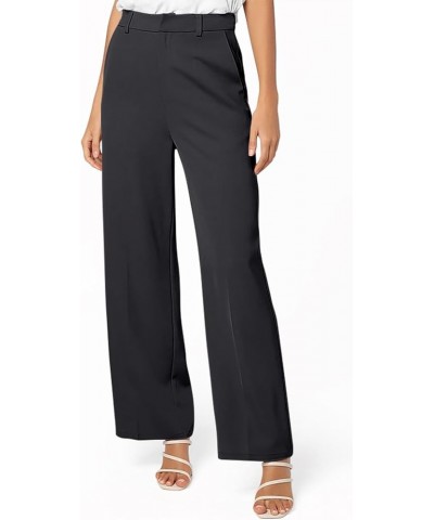 Women Pants Work Business Dressy Trousers Wide Leg High Waisted Slacks with Pockets 29"Inseam A-dark Gray $20.43 Pants