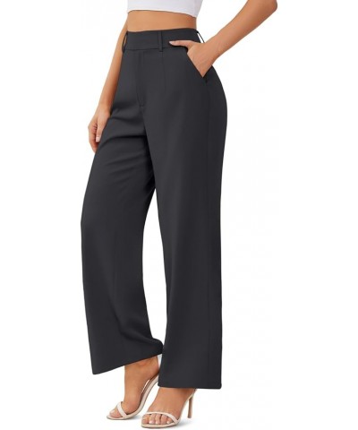 Women Pants Work Business Dressy Trousers Wide Leg High Waisted Slacks with Pockets 29"Inseam A-dark Gray $20.43 Pants