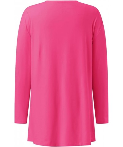 Long Sleeve Cardigan for Women Fall Open Front Cardigans Pockets Casual Lightweight Knit Sweaters Coat 1-hot Pink $6.04 Sweaters