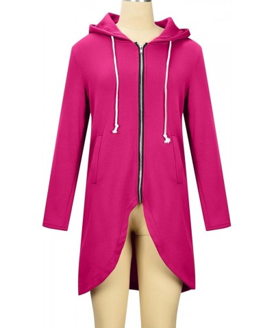 Zip Up Hoodie Women Casual Oversized Long Hoodies Long Sleeve Drawstring Asymmetrical Tunic Sweatshirts With Pockets 04 Hot P...