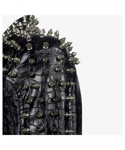 Women's Punk Studded Rivet Faux Leather Motorcycle Short Jacket Pattern 8 $35.70 Coats