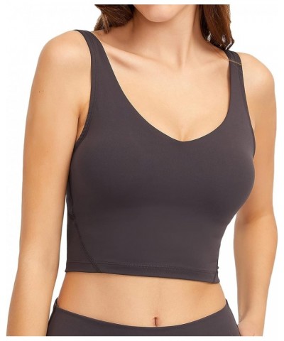Women Sports Bra Longline Crop Tank Top Padded Workout Running Yoga Dark Carbon $12.74 Lingerie