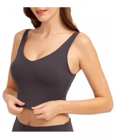 Women Sports Bra Longline Crop Tank Top Padded Workout Running Yoga Dark Carbon $12.74 Lingerie