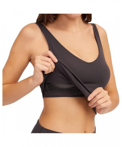 Women Sports Bra Longline Crop Tank Top Padded Workout Running Yoga Dark Carbon $12.74 Lingerie