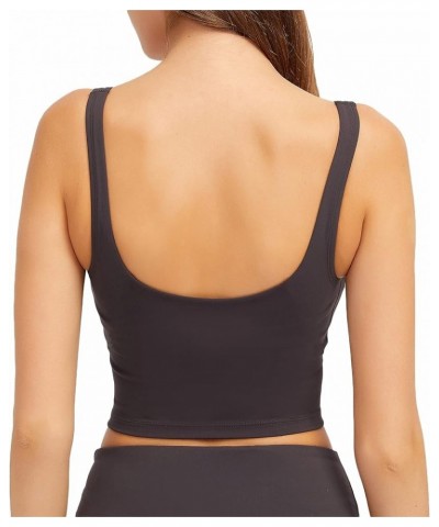 Women Sports Bra Longline Crop Tank Top Padded Workout Running Yoga Dark Carbon $12.74 Lingerie
