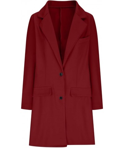 Womens Blazer Long Slim Tunic Blazer Outfits for Women Work Blazer Cardigan Basic Fall Winter Blazer 2024 Fashion Q-797 Red $...