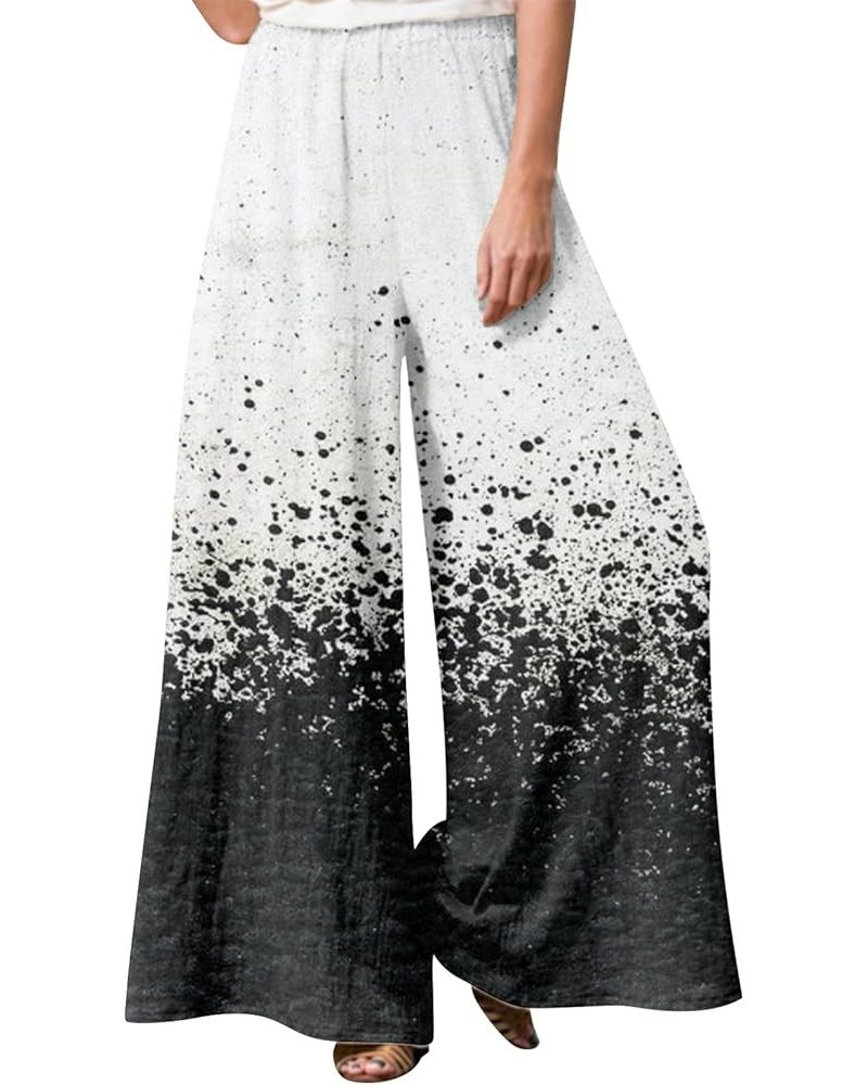 Women's Palazzo Pants High Waist Wide Leg Pants Fashion Floral Leaf Print Casual Loose Street Straight Pants, S-5XL 4-dark Gr...