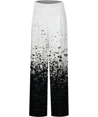 Women's Palazzo Pants High Waist Wide Leg Pants Fashion Floral Leaf Print Casual Loose Street Straight Pants, S-5XL 4-dark Gr...