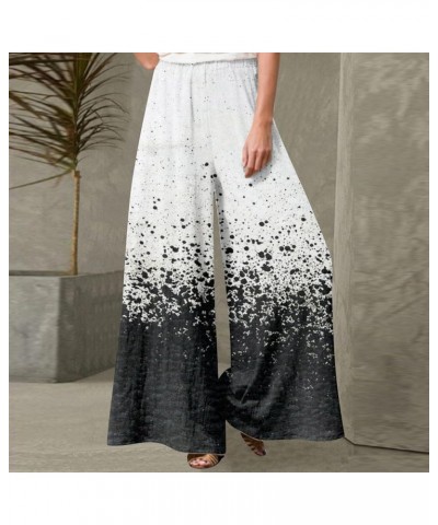 Women's Palazzo Pants High Waist Wide Leg Pants Fashion Floral Leaf Print Casual Loose Street Straight Pants, S-5XL 4-dark Gr...