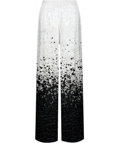 Women's Palazzo Pants High Waist Wide Leg Pants Fashion Floral Leaf Print Casual Loose Street Straight Pants, S-5XL 4-dark Gr...