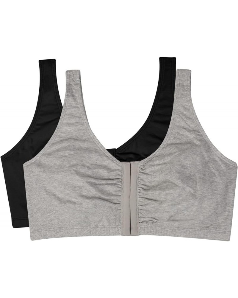 Women's Front Close Builtup Sports Bra Black Hue/Heather Grey 2-pack $15.85 Lingerie
