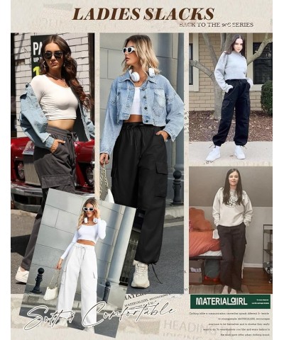 Cargo Pants Women Trendy High Waist Straight Wide Leg Casual Baggy Y2K Pants with 6 Pockets White $13.74 Pants