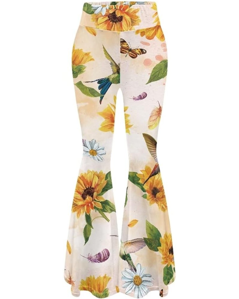 Flared Yoga Pants for Women Casual Daily Size S-2XL Elegant Hummingbird Sunflower $12.15 Activewear