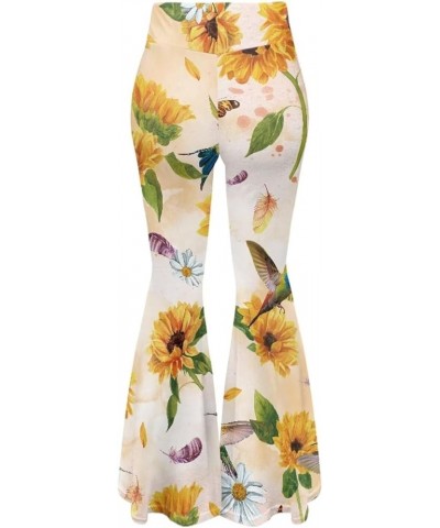 Flared Yoga Pants for Women Casual Daily Size S-2XL Elegant Hummingbird Sunflower $12.15 Activewear