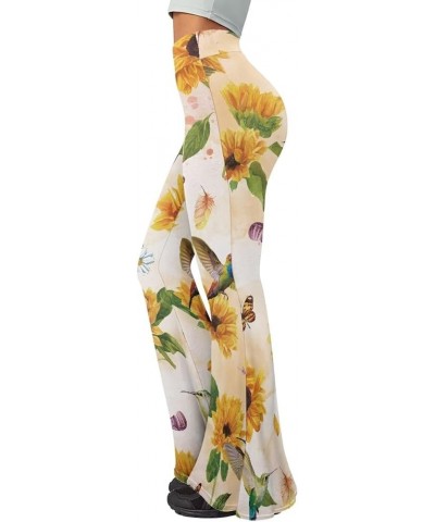 Flared Yoga Pants for Women Casual Daily Size S-2XL Elegant Hummingbird Sunflower $12.15 Activewear