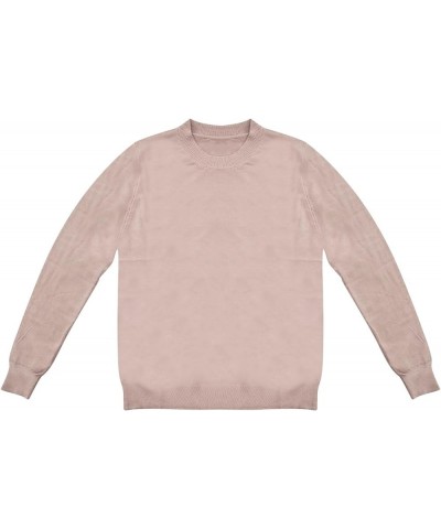 Sweaters for Women Cable Knit New Round Neck Long Sleeve Loose Pullover Solid Knit Bottom Shirt Soft Sweater Khaki $7.64 Swea...