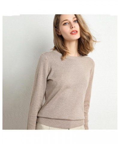 Sweaters for Women Cable Knit New Round Neck Long Sleeve Loose Pullover Solid Knit Bottom Shirt Soft Sweater Khaki $7.64 Swea...