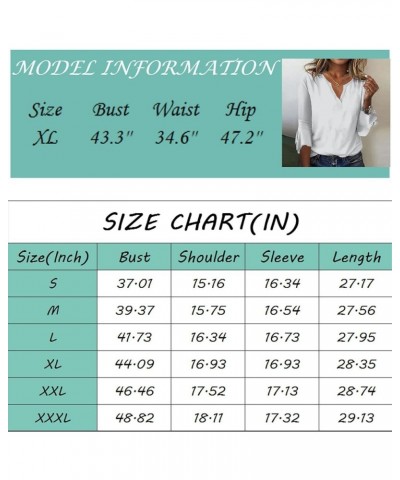 Fall Fashion Women's Top Loose Casual V-Neck Solid Color Blouses Bell 3/4 Sleeve T-Shirt 1-gray $9.63 Blouses