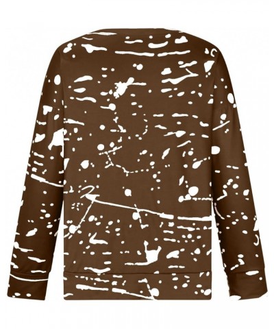 Women Long Sleeve Shirts 2023 Casual Crewneck Loose Fit Tops Fashion Print Plus Size Lightweight Fall Sweatshirts 10 Brown $8...
