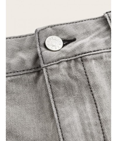 Women's Y2K Ruffle Hem High Waist Short A Line Flared Denim Skirt Grey $10.99 Skirts