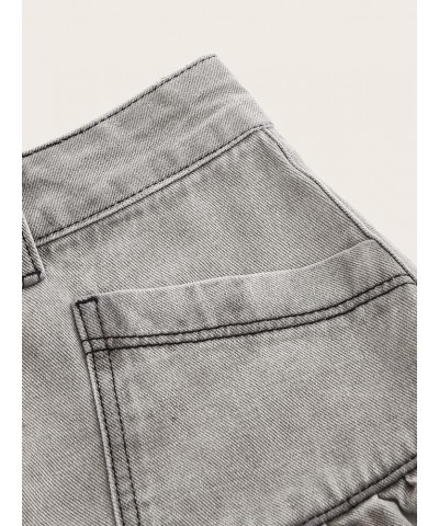 Women's Y2K Ruffle Hem High Waist Short A Line Flared Denim Skirt Grey $10.99 Skirts