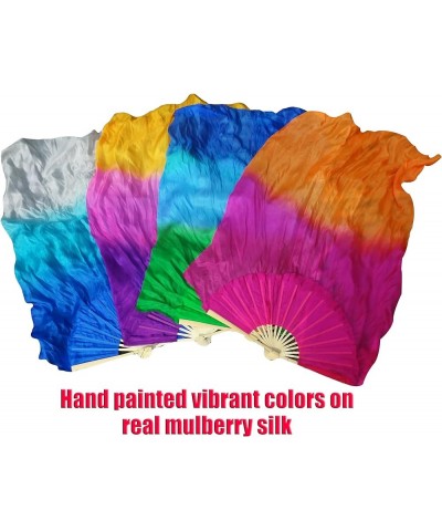 43"(110 cm) Youth Worship Praise Fan Flag Streamers, Belly Dance Silk Fan Veil, Set of 2 Sakura $18.14 Others