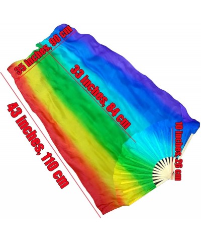 43"(110 cm) Youth Worship Praise Fan Flag Streamers, Belly Dance Silk Fan Veil, Set of 2 Sakura $18.14 Others