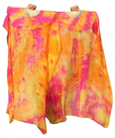43"(110 cm) Youth Worship Praise Fan Flag Streamers, Belly Dance Silk Fan Veil, Set of 2 Sakura $18.14 Others