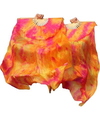 43"(110 cm) Youth Worship Praise Fan Flag Streamers, Belly Dance Silk Fan Veil, Set of 2 Sakura $18.14 Others