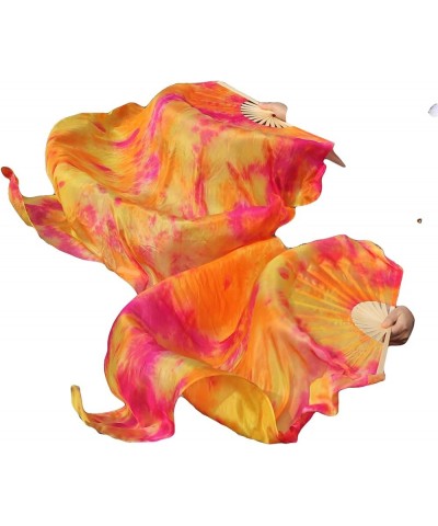 43"(110 cm) Youth Worship Praise Fan Flag Streamers, Belly Dance Silk Fan Veil, Set of 2 Sakura $18.14 Others