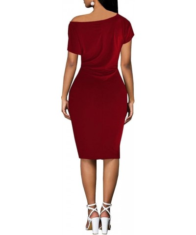 Church Dresses for Women Bodycon Vintage Wrap Work Business Midi Pencil Dress 237red $16.81 Dresses