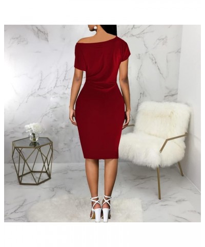 Church Dresses for Women Bodycon Vintage Wrap Work Business Midi Pencil Dress 237red $16.81 Dresses