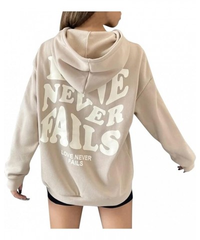 Love Never Fails Hoodie for Women Oversized Hoodies Love Never Fails Letter Print Graphic Hooded Beige $15.33 Hoodies & Sweat...