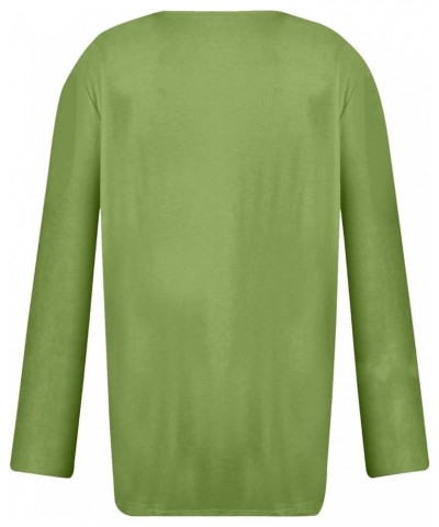 Shirts for Women,Women'S Pleated Button V Neck Tops Loose Long Sleeve Sweatshirt Pullover Comfy Fall T-Shirts 1-green $9.01 A...