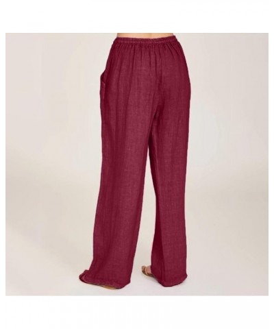 Women High Waist Wide Leg Pants 2024 Fashion Drawstring Elastic Beach Trousers Summer Comfy Straight Leg Long Pants Pockets 0...