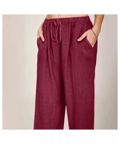 Women High Waist Wide Leg Pants 2024 Fashion Drawstring Elastic Beach Trousers Summer Comfy Straight Leg Long Pants Pockets 0...