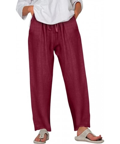 Women High Waist Wide Leg Pants 2024 Fashion Drawstring Elastic Beach Trousers Summer Comfy Straight Leg Long Pants Pockets 0...