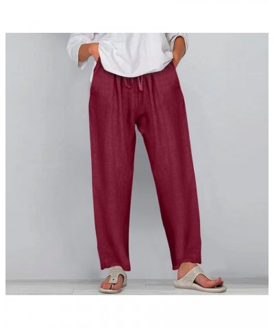 Women High Waist Wide Leg Pants 2024 Fashion Drawstring Elastic Beach Trousers Summer Comfy Straight Leg Long Pants Pockets 0...