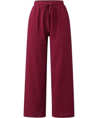 Women High Waist Wide Leg Pants 2024 Fashion Drawstring Elastic Beach Trousers Summer Comfy Straight Leg Long Pants Pockets 0...